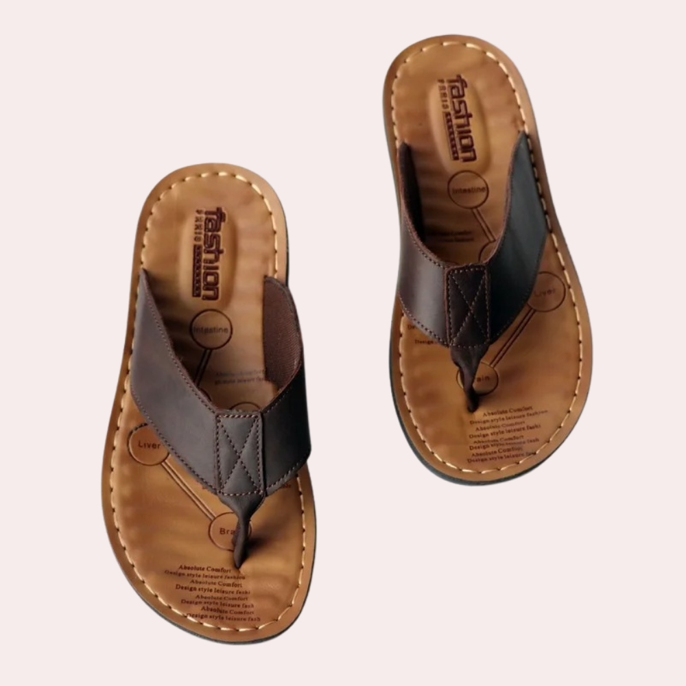 Herenslippers Zomerlicht Leer Comfortabele Slippers