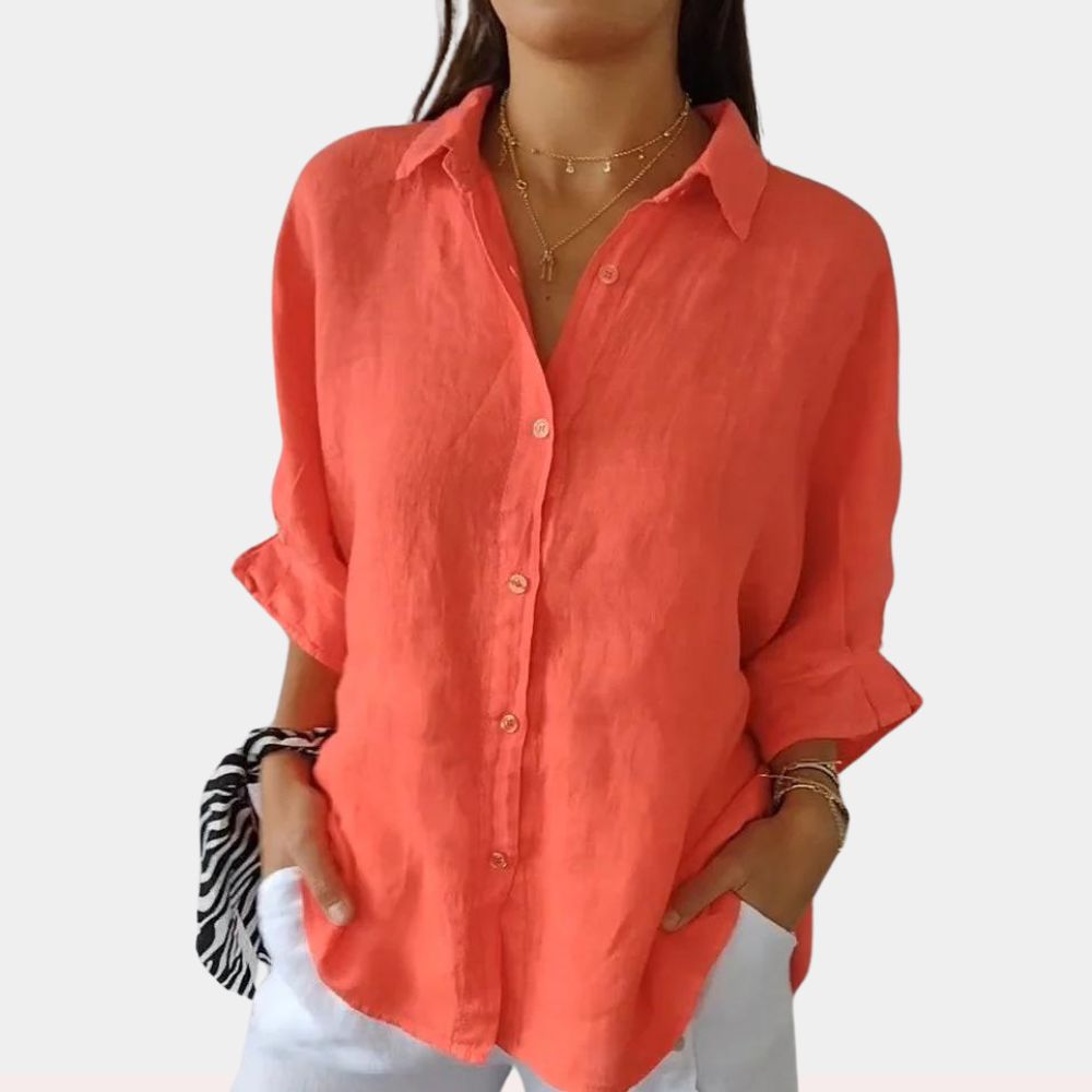 Dames Linnen Blouse met Vrouwelijke Pasvorm en Losse Snelheid