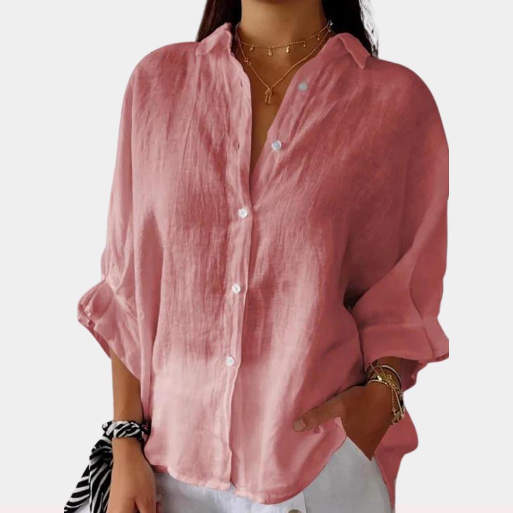 Dames Linnen Blouse met Vrouwelijke Pasvorm en Losse Snelheid