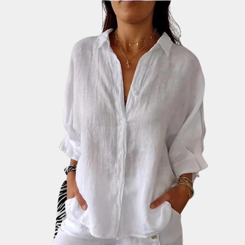 Dames Linnen Blouse met Vrouwelijke Pasvorm en Losse Snelheid
