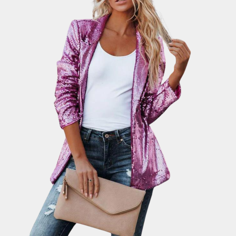 Dames Blazer Pailletten Jasje Glitter Jurkjas