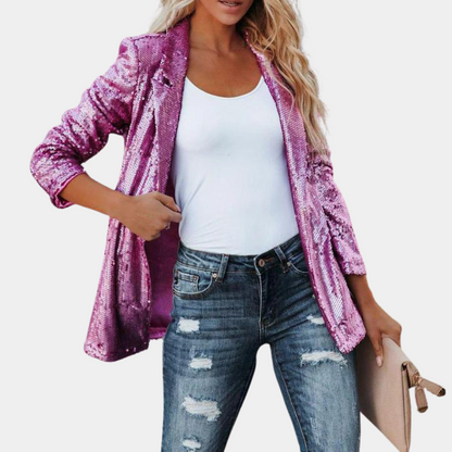 Dames Blazer Pailletten Jasje Glitter Jurkjas