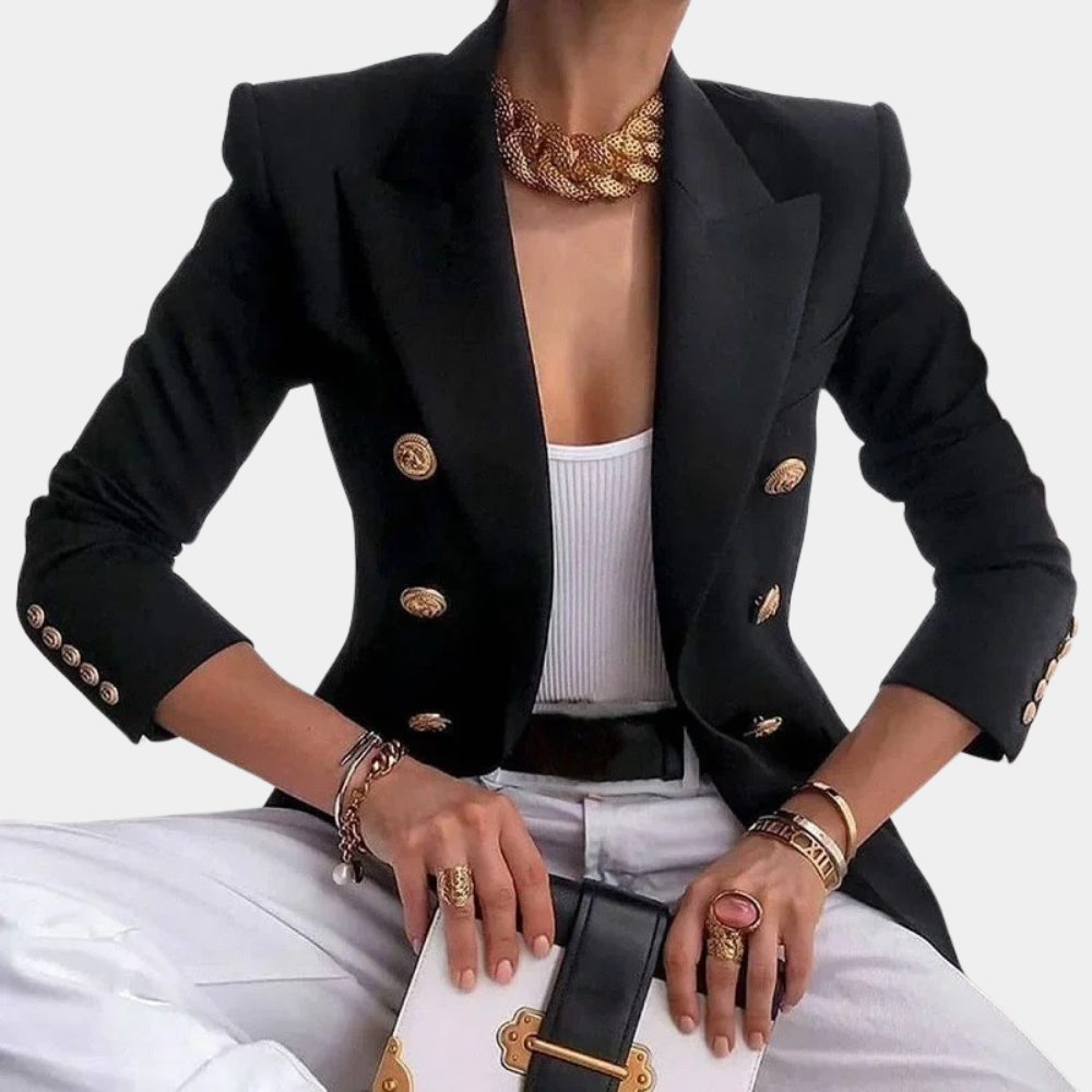 Dames Blazer Goudkleurige Knopen Stijlvol Modern