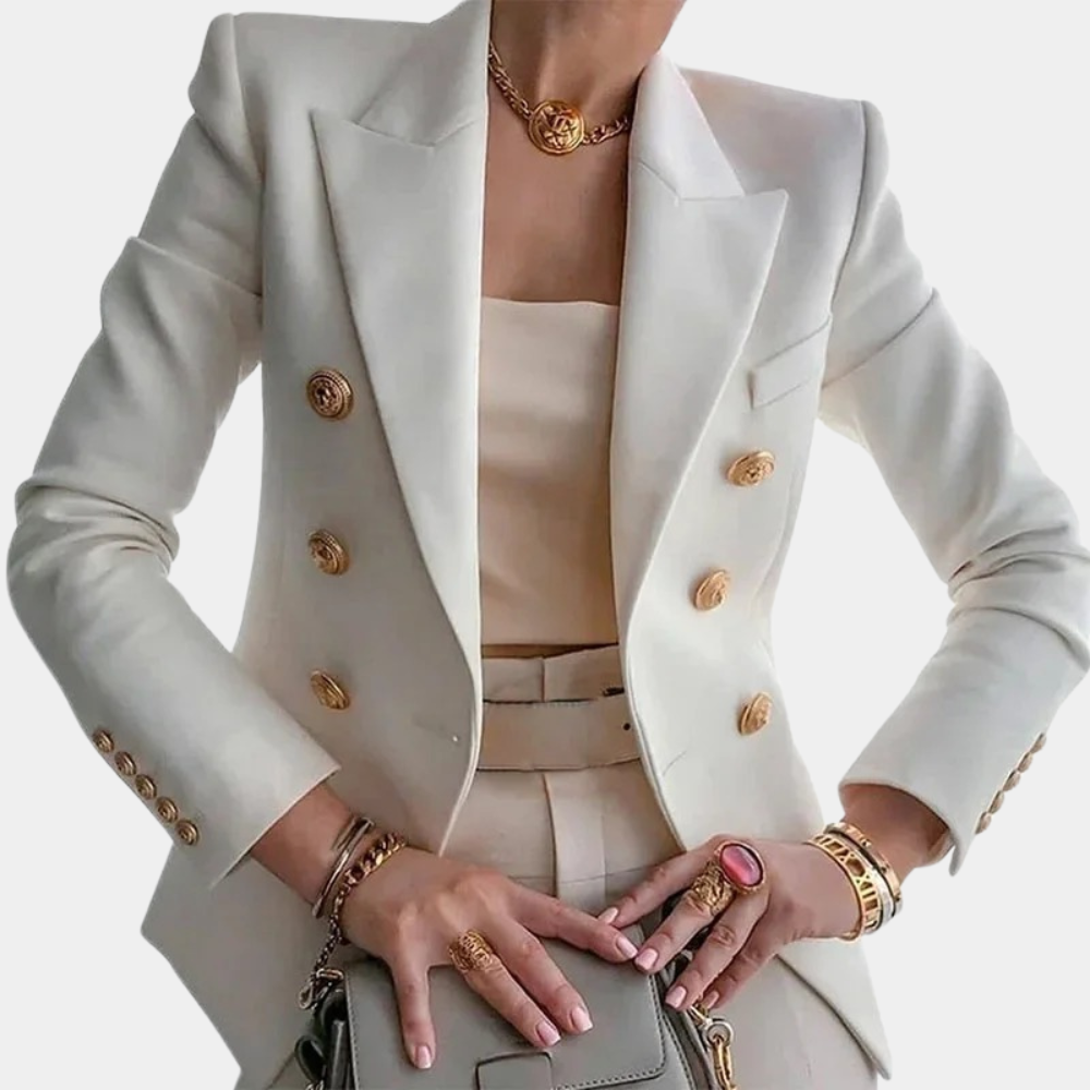 Dames Blazer Goudkleurige Knopen Stijlvol Modern