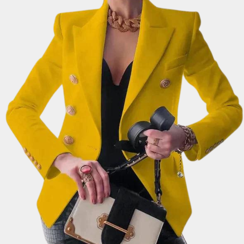 Dames Blazer Goudkleurige Knopen Stijlvol Modern