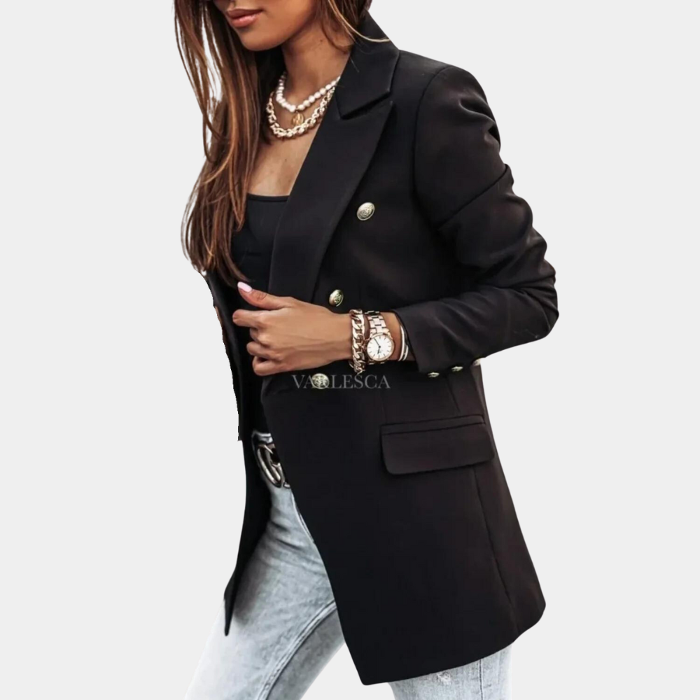 Dames Blazer Zwart Formal Lange Jas voor Werk