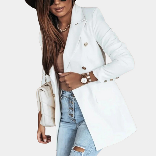 Dames Blazer Zwart Formal Lange Jas voor Werk - StudioMarella