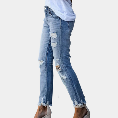 Hoge Dames Jeans Ripped Broek Fashion Model - StudioMarella