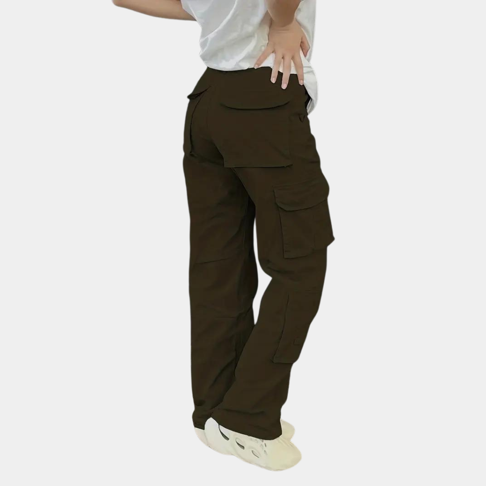 Dames Cargo Broek Zwart Straight Fit Moderne Stijl