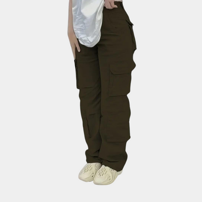 Dames Cargo Broek Zwart Straight Fit Moderne Stijl - StudioMarella
