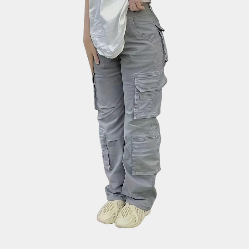 Dames Cargo Broek Zwart Straight Fit Moderne Stijl