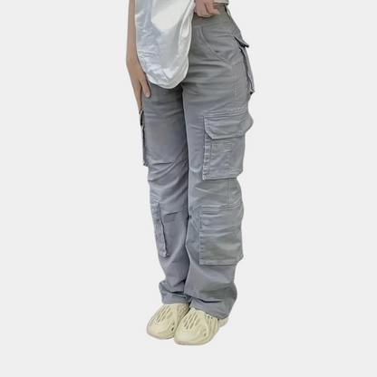 Dames Cargo Broek Zwart Straight Fit Moderne Stijl