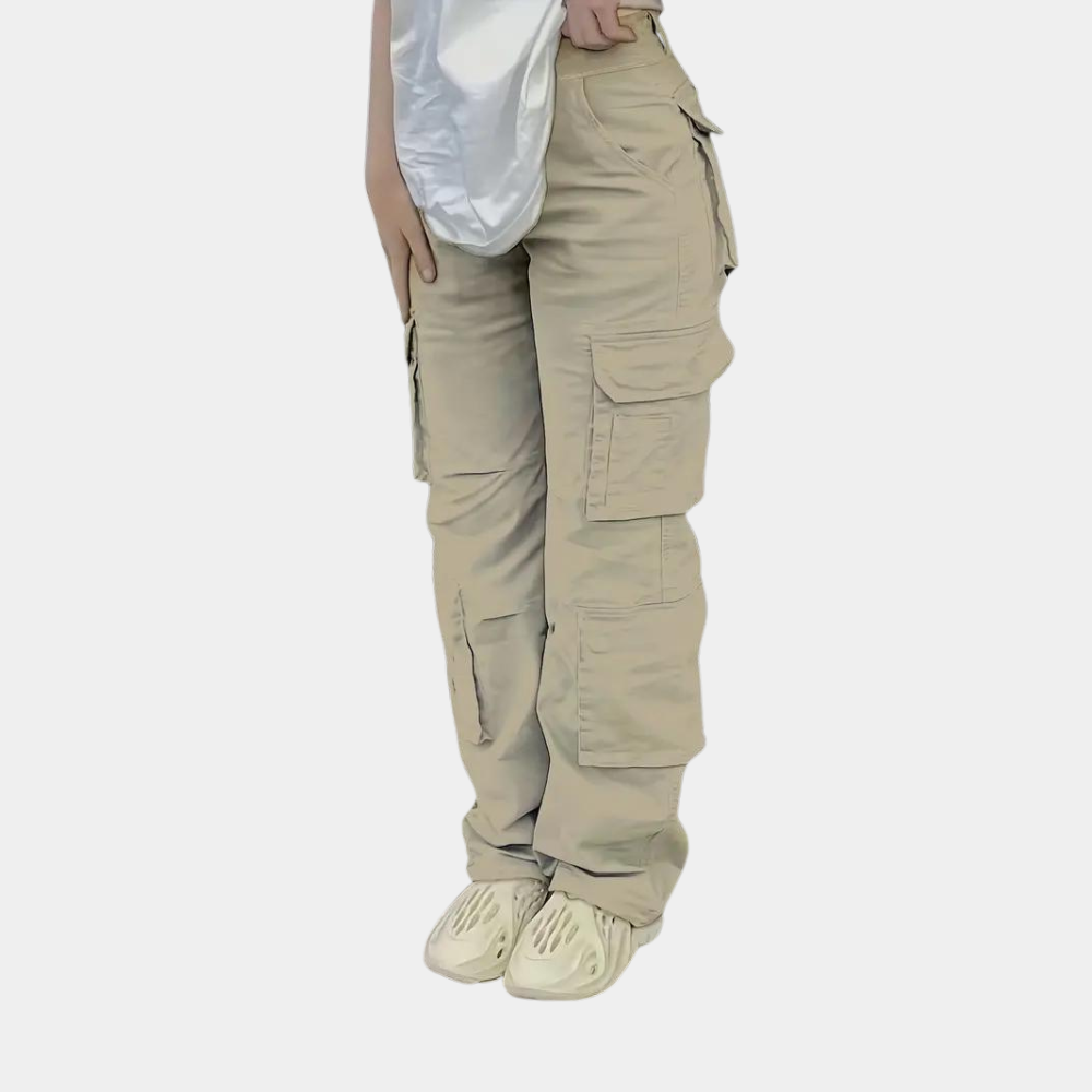 Dames Cargo Broek Zwart Straight Fit Moderne Stijl