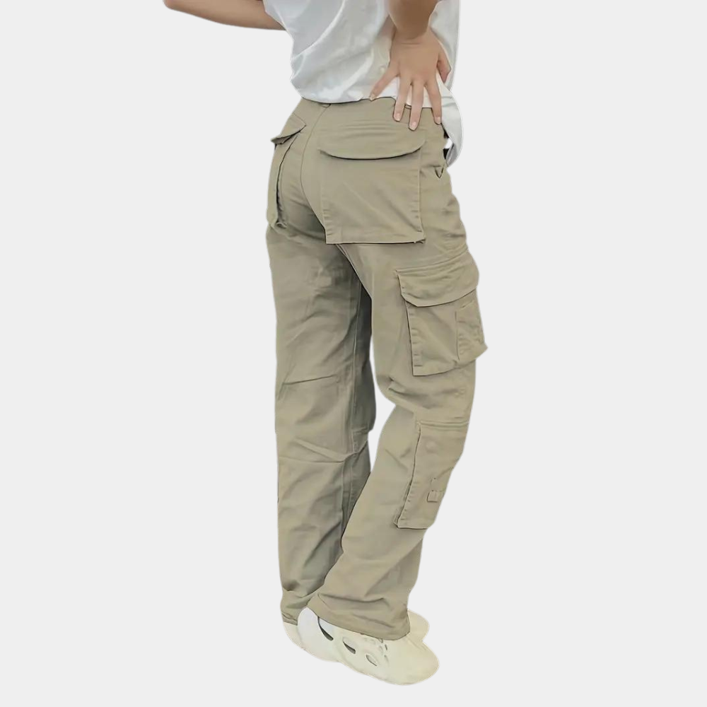 Dames Cargo Broek Zwart Straight Fit Moderne Stijl