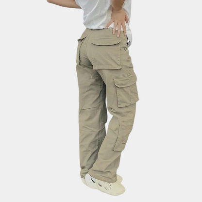 Dames Cargo Broek Zwart Straight Fit Moderne Stijl