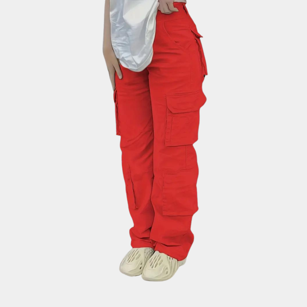 Dames Cargo Broek Zwart Straight Fit Moderne Stijl