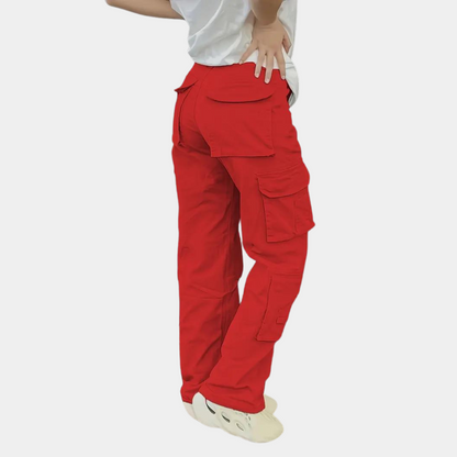 Dames Cargo Broek Zwart Straight Fit Moderne Stijl