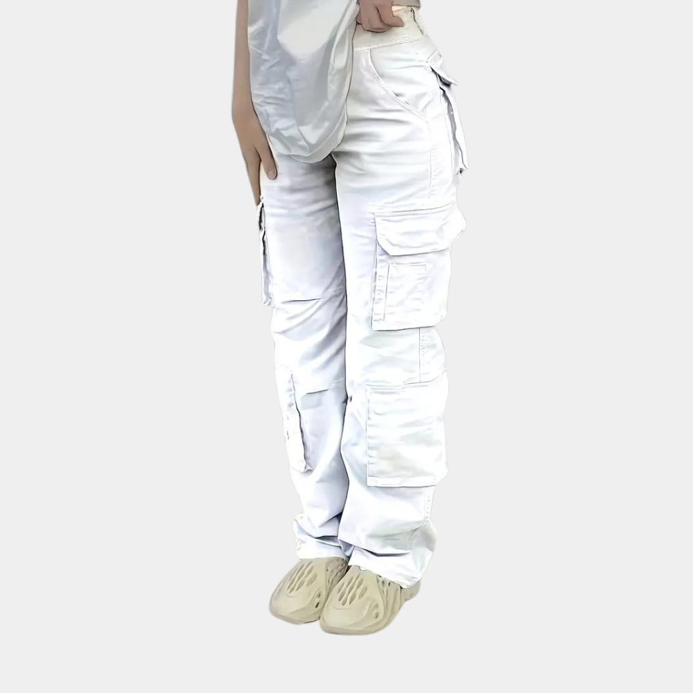 Dames Cargo Broek Zwart Straight Fit Moderne Stijl