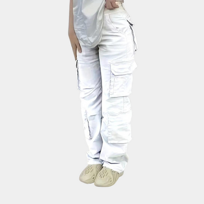 Dames Cargo Broek Zwart Straight Fit Moderne Stijl