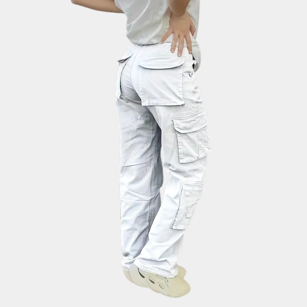 Dames Cargo Broek Zwart Straight Fit Moderne Stijl