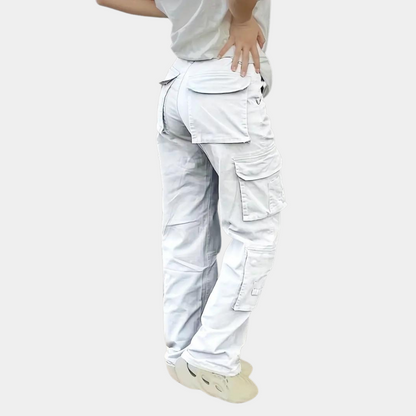 Dames Cargo Broek Zwart Straight Fit Moderne Stijl