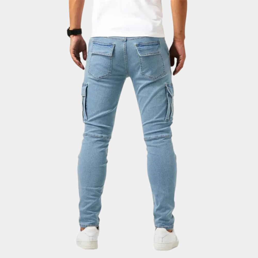 Heren Jeans Slim Fit Zwart Cargo Stijlvolle Broek