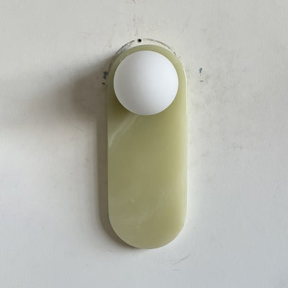Luxe Wandlamp van Jade of Marmer met Glazen Kap – Mid Century Design Verlichting voor Slaapkamer en Hal