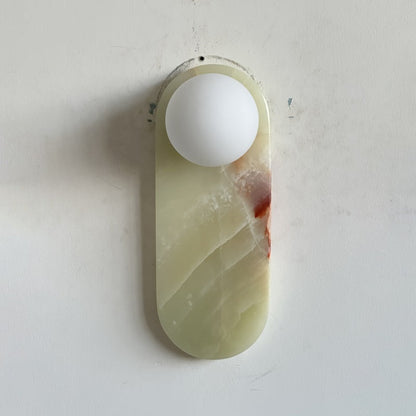 Luxe Wandlamp van Jade of Marmer met Glazen Kap – Mid Century Design Verlichting voor Slaapkamer en Hal