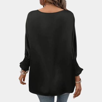Damesblouse Zwart Elegante Klassieke Stijl
