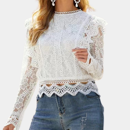 Dames Blouse Kanten Vrouwelijk Elegant - StudioMarella