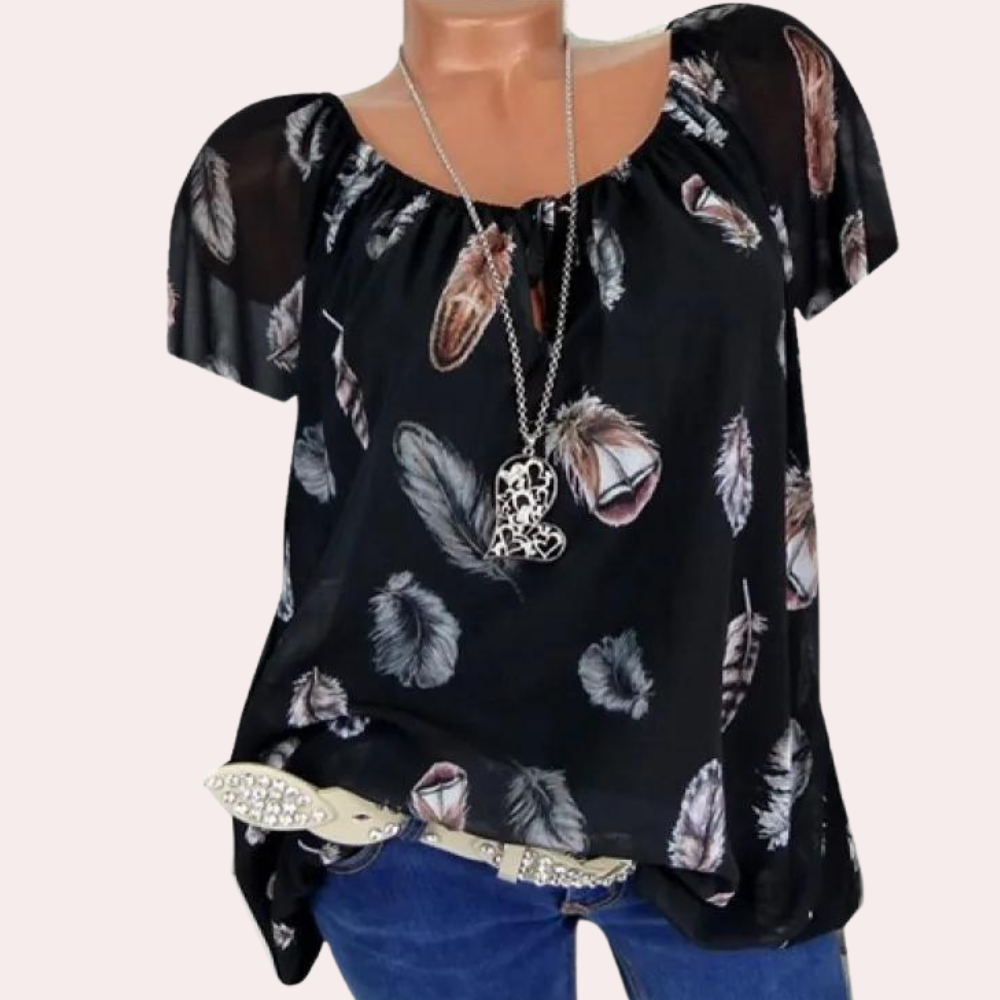 Dames Top Off-Shoulder Veerprint Zomerjurk Vrouwenkleding - StudioMarella