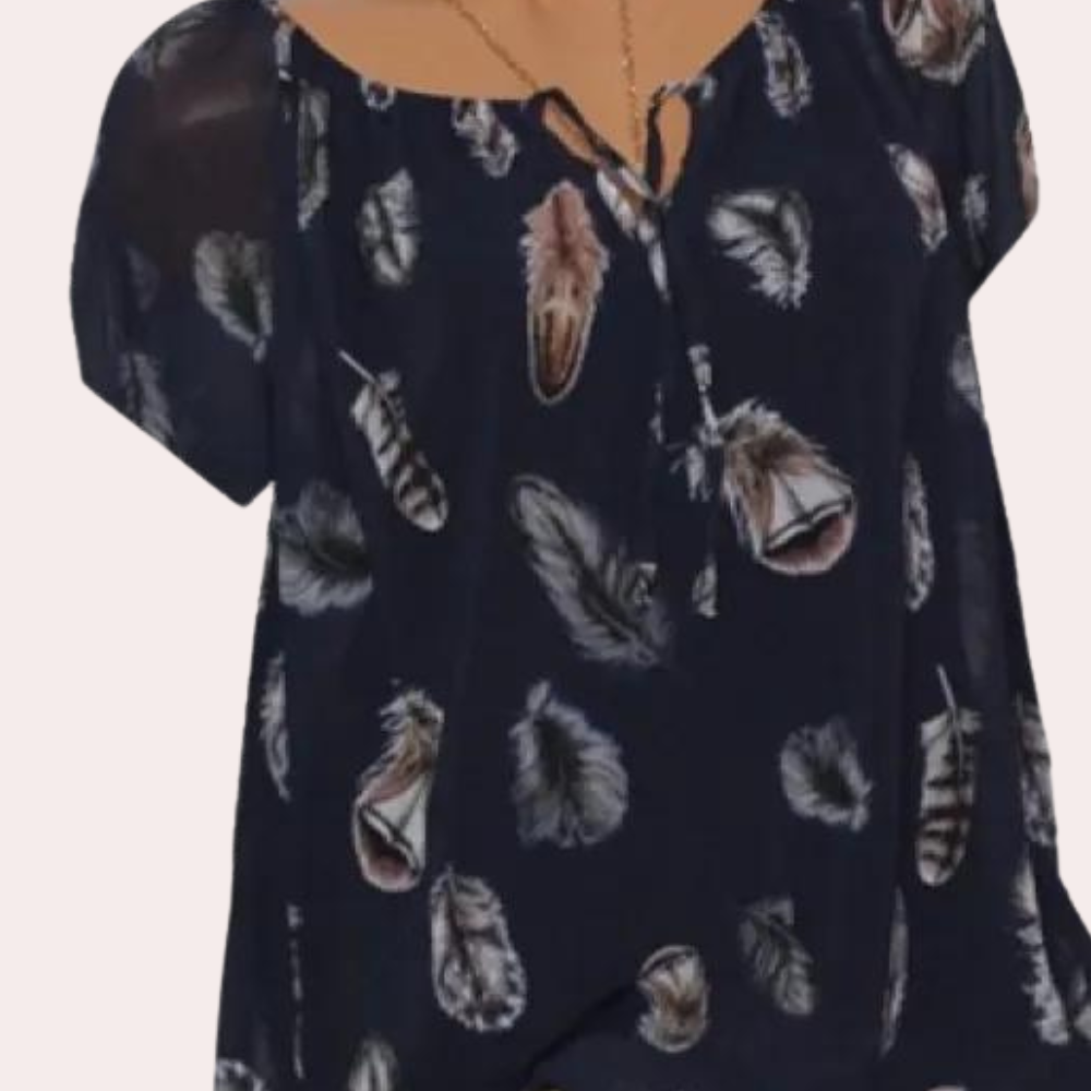 Dames Top Off-Shoulder Veerprint Zomerjurk Vrouwenkleding