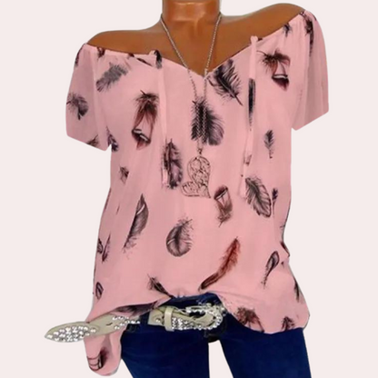 Dames Top Off-Shoulder Veerprint Zomerjurk Vrouwenkleding