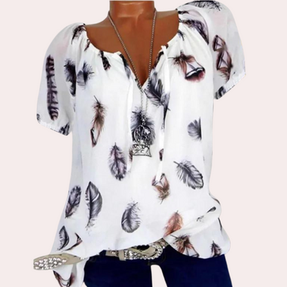 Dames Top Off-Shoulder Veerprint Zomerjurk Vrouwenkleding