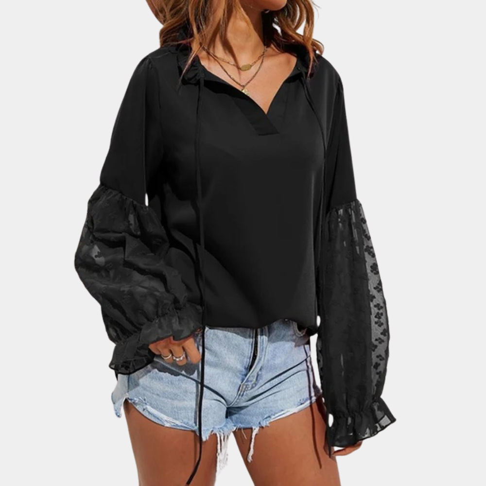 Dames Blouse met Kant en Elegante Stijl