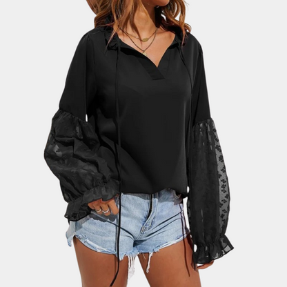 Dames Blouse met Kant en Elegante Stijl