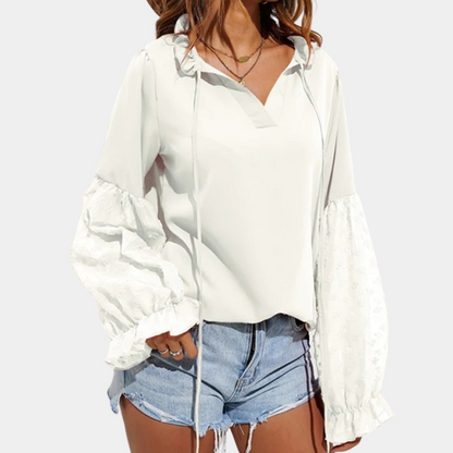 Dames Blouse met Kant en Elegante Stijl
