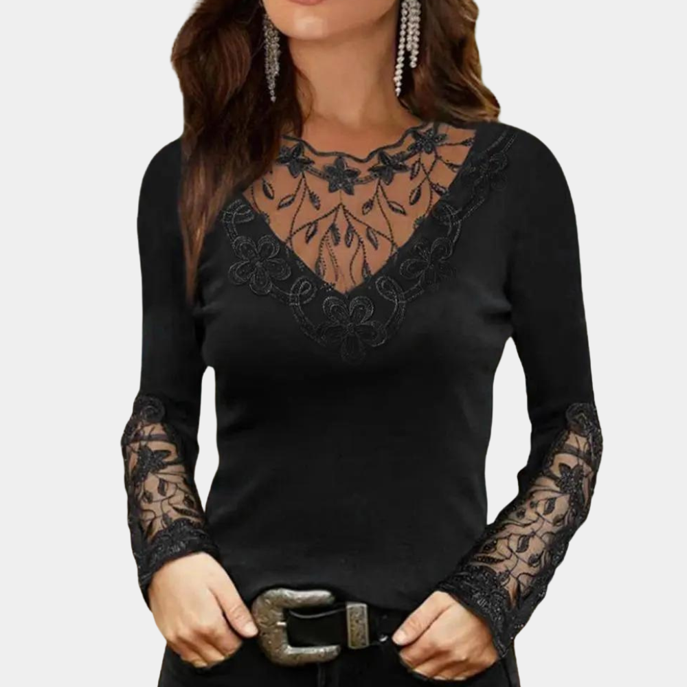 Dames Top met Kant en Ruches Vrouwelijke Stijl