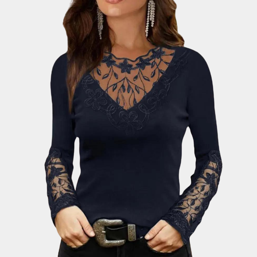 Dames Top met Kant en Ruches Vrouwelijke Stijl - StudioMarella