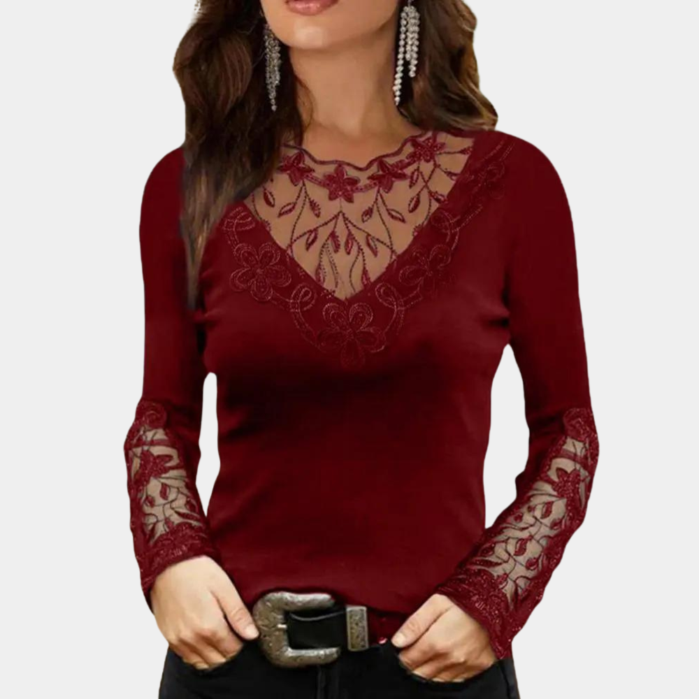 Dames Top met Kant en Ruches Vrouwelijke Stijl