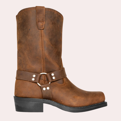 Heren Laarzen Western Stijl Leer Bruin
