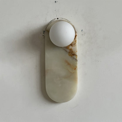 Luxe Wandlamp van Jade of Marmer met Glazen Kap – Mid Century Design Verlichting voor Slaapkamer en Hal