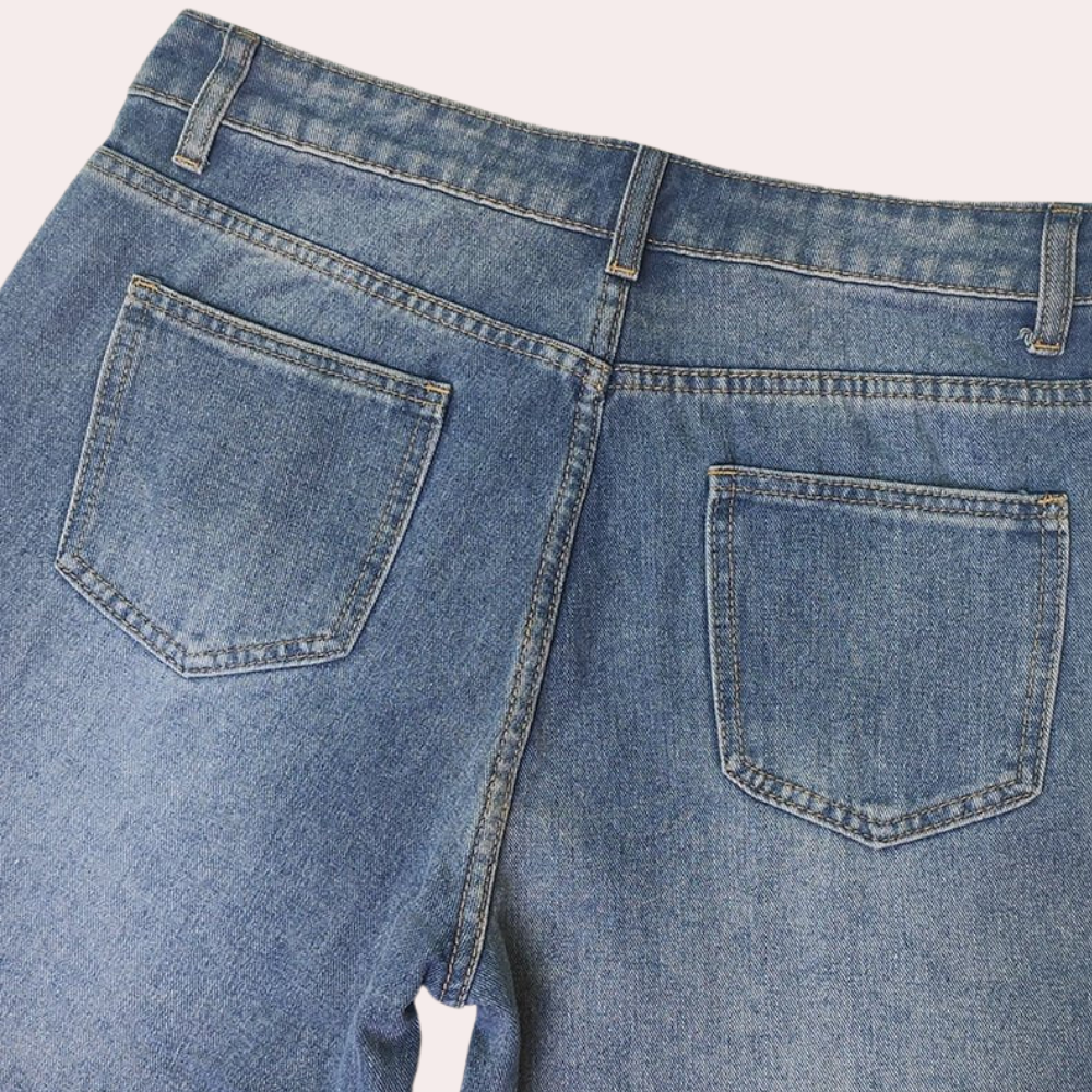 Dames Straight Leg Cropped Jeans Korte Broek