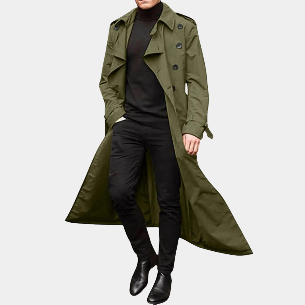 Heren Trenchcoat Dubbelrijig met Riemsluiting Klassiek en Duurzaam - StudioMarella