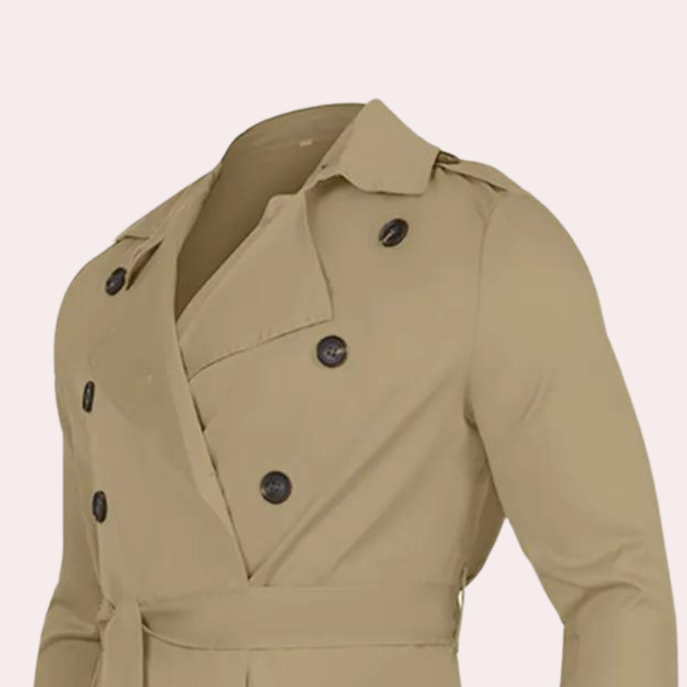 Heren Trenchcoat Dubbelrijig met Riemsluiting Klassiek en Duurzaam
