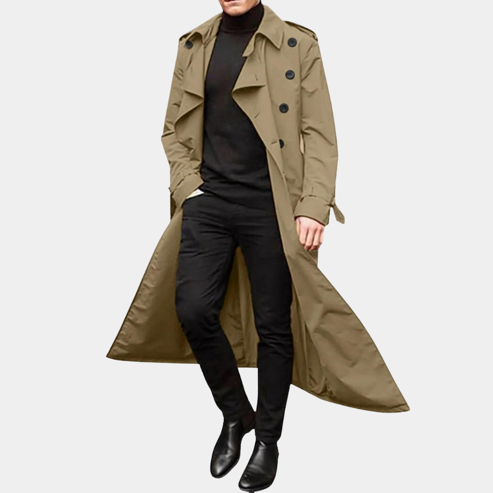 Heren Trenchcoat Dubbelrijig met Riemsluiting Klassiek en Duurzaam