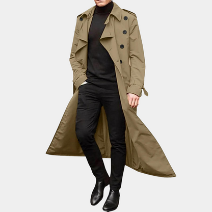 Heren Trenchcoat Dubbelrijig met Riemsluiting Klassiek & Waterdicht