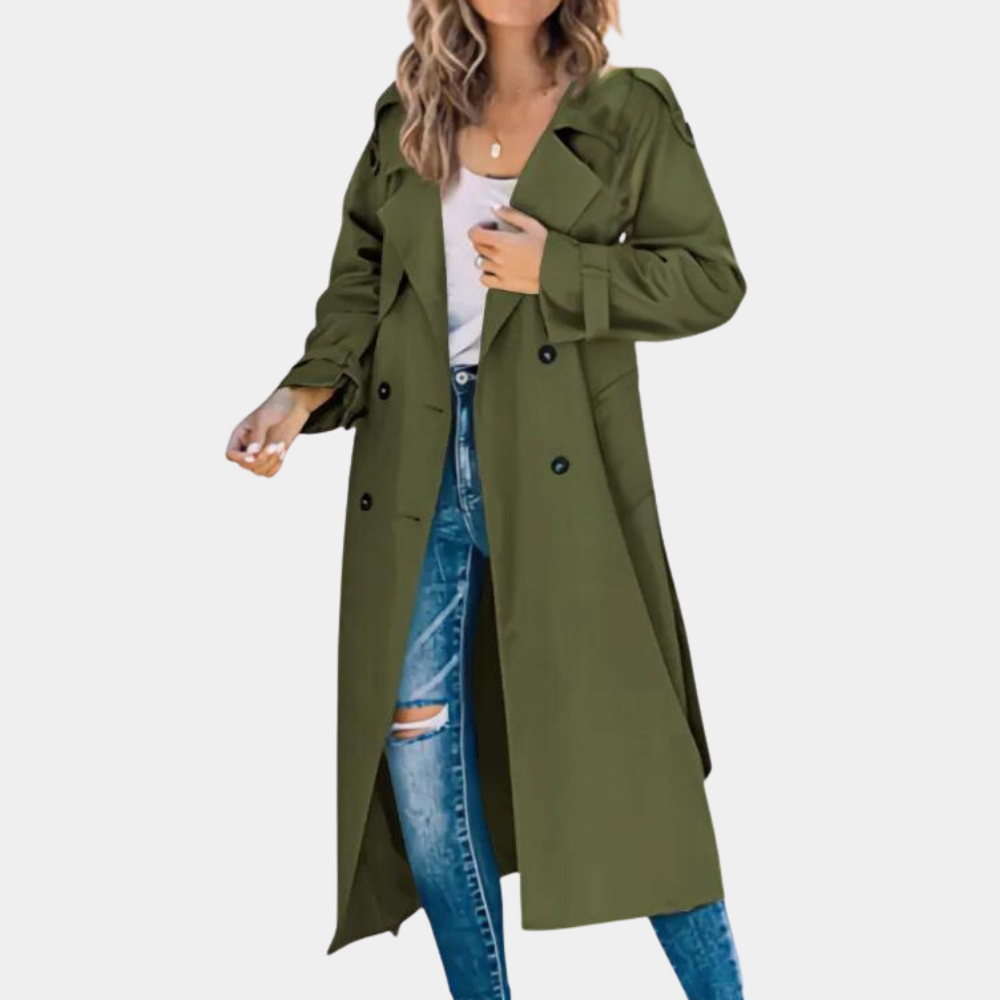 Dames Trenchcoat Waterdicht Leren Stijl