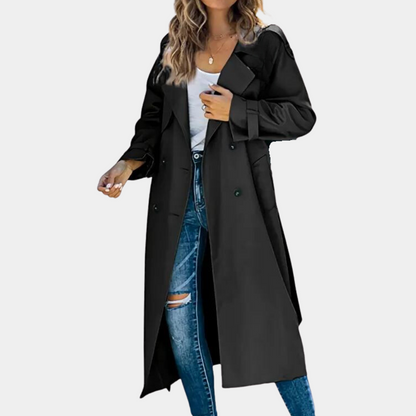 Dames Trenchcoat Waterdicht Leren Stijl