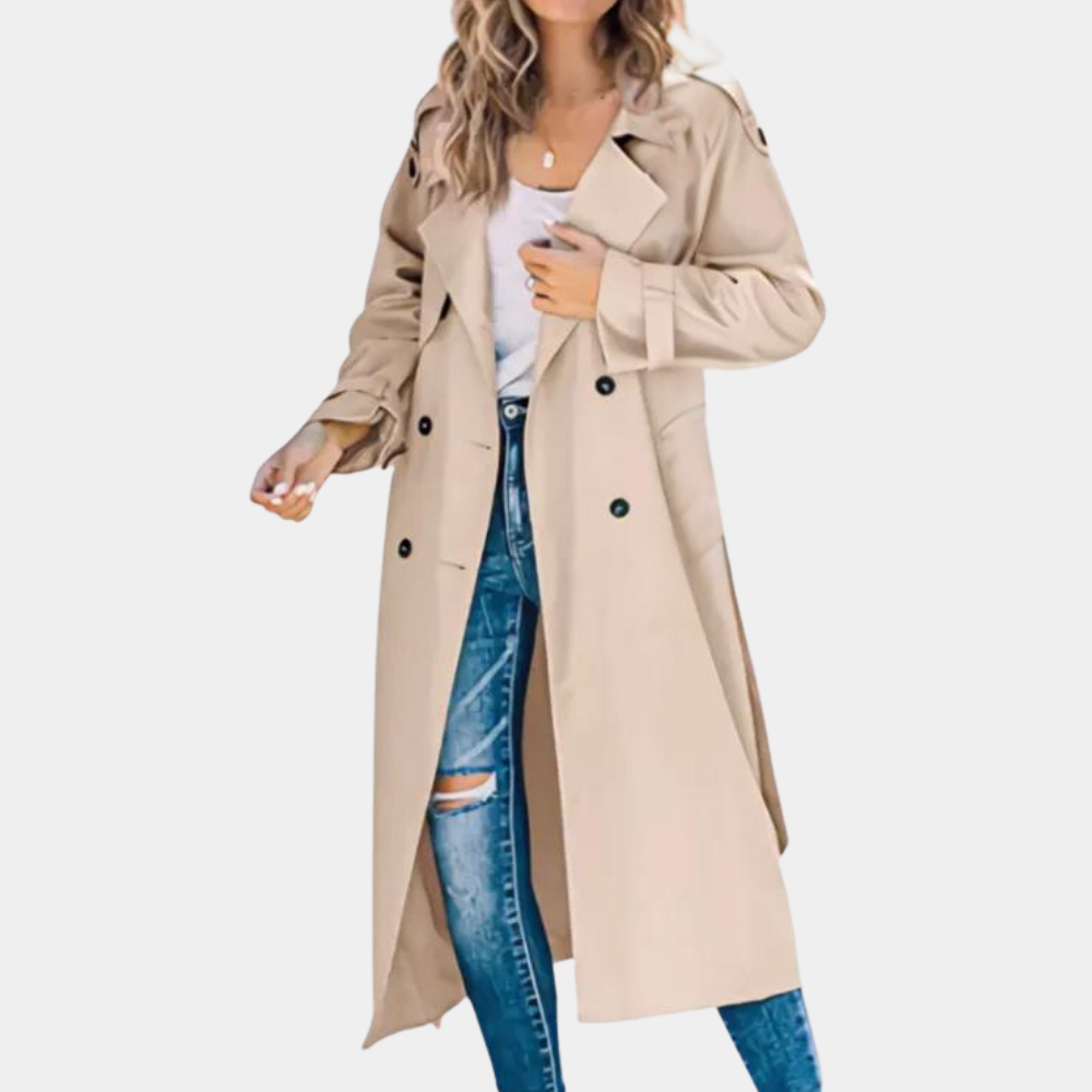 Dames Trenchcoat Waterdicht Leren Stijl